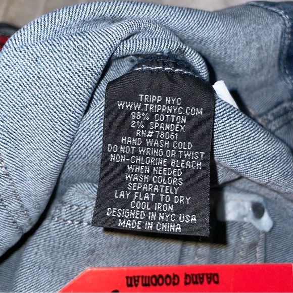 Torrid 3X Tripp NYC Curve Blue Power Denim Mini Zipper Front D Ring Skirt NWT - Picture 7 of 9